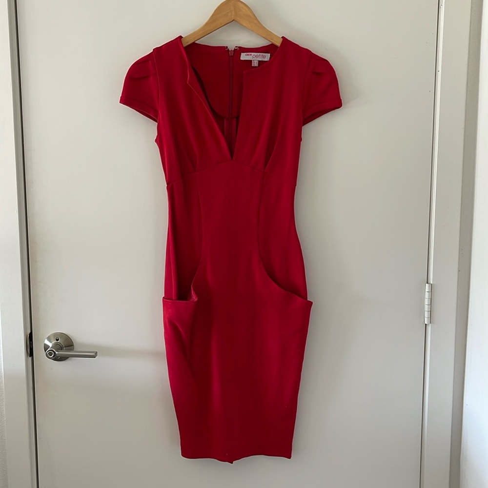 Asos petite size 4 red pencil midi dress